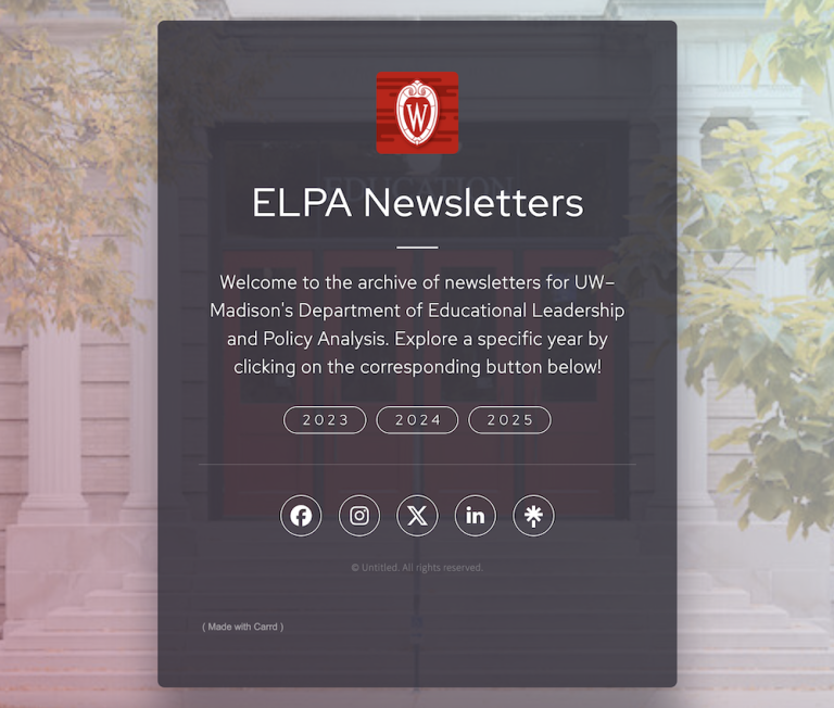 A screenshot of the ELPA Newsletter Archive Carrd website.