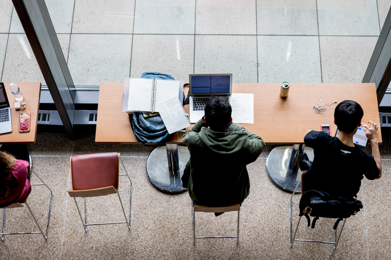 students studying at table