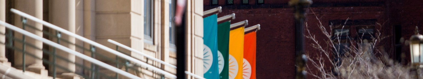 memorial union with flags